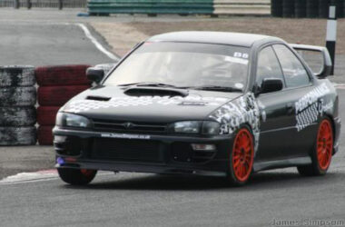 Car Finally Fixed 19 Subaru Impreza WRX Black - Orange Wheels - Croft Track Day