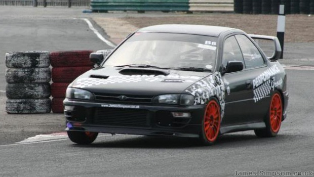 Car Finally Fixed 4 Subaru Impreza WRX Black - Orange Wheels - Croft Track Day